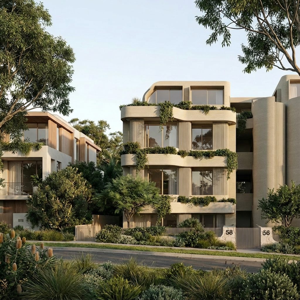 Architectural render of a considered residential development
